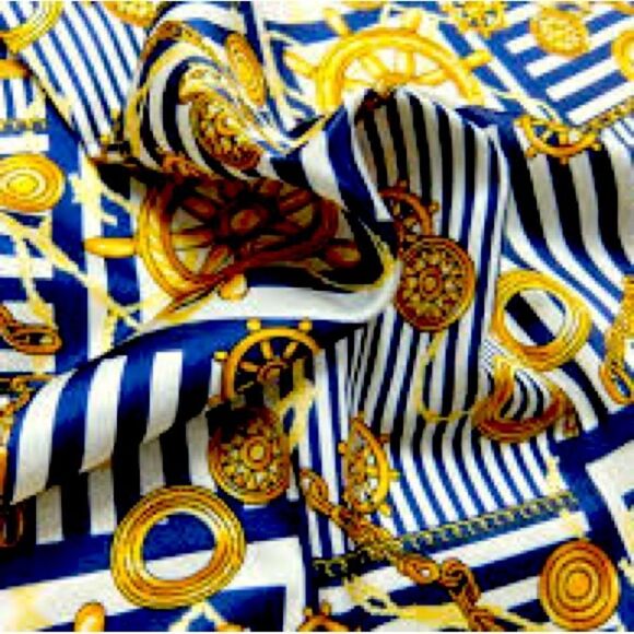 Oriflame Sweden Elegant Scarf Marine Print 75”/7” NWOT - Picture 6 of 8